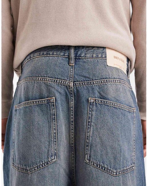 Only & Sons Blue Carl Super baggy Fit Jeans for men
