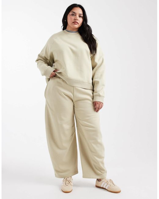 ASOS Asos Design Curve Barrel Leg Brushback Jogger in Natural | Lyst
