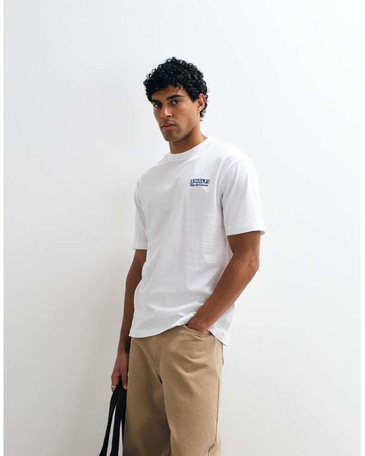 Only & Sons White Relaxed Fit T-shirt With Amalfi Back Print for men
