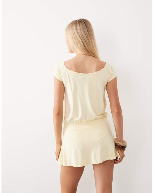 Motel Natural Papino Cut Out Off The Shoulder Mini Dress