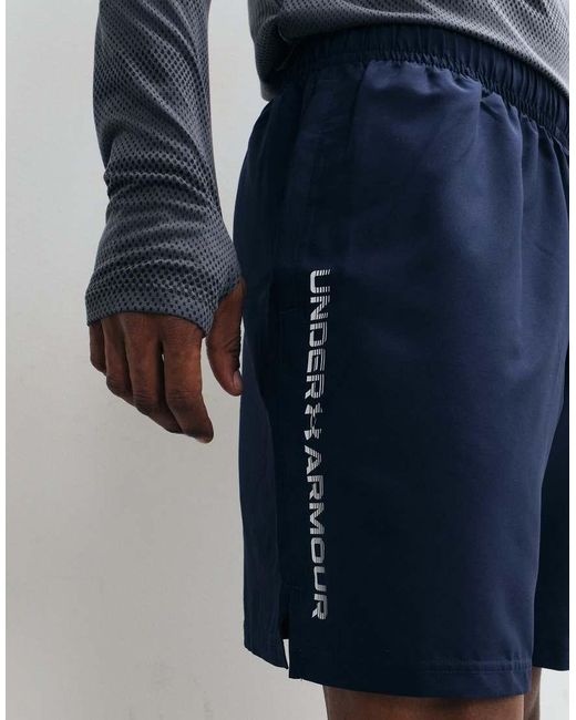 Under Armour Blue Tech Wordmark Woven Shorts for men