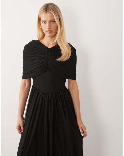 Vero Moda Black Cape Detail Jersey Maxi Dress