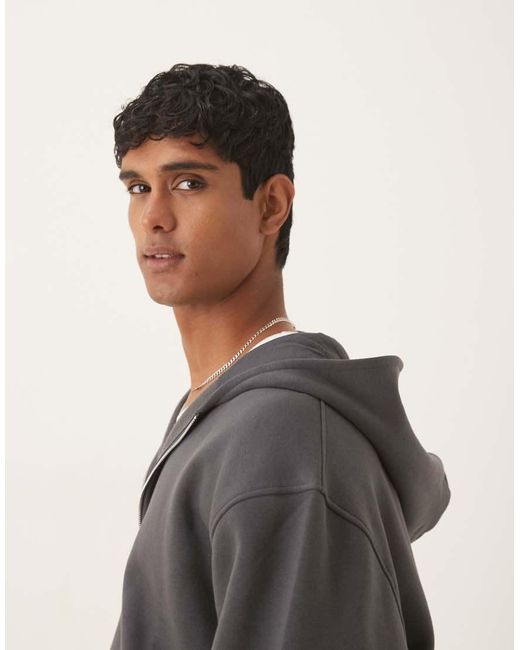 Sudadera Gris Básica Holgada Con Capucha Y Cremallera De ASOS de hombre de color Gray