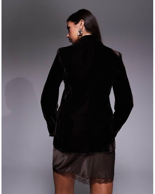Mango Black Combi Velvet Tailored Jacket