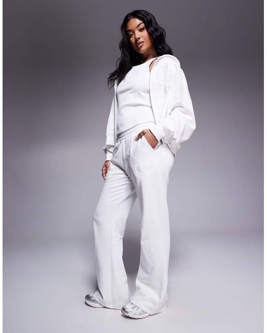 Kaiia Blue Cotton Blend Embroidered Logo Wide Leg Trackies