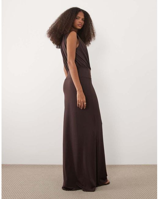 ASOS Brown Sleeveless Blouson Body Midaxi Dress
