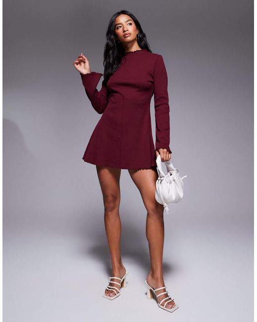 asos burgundy dress Alina Asymmetric Ruched Open-Back Mini Dress in Black
