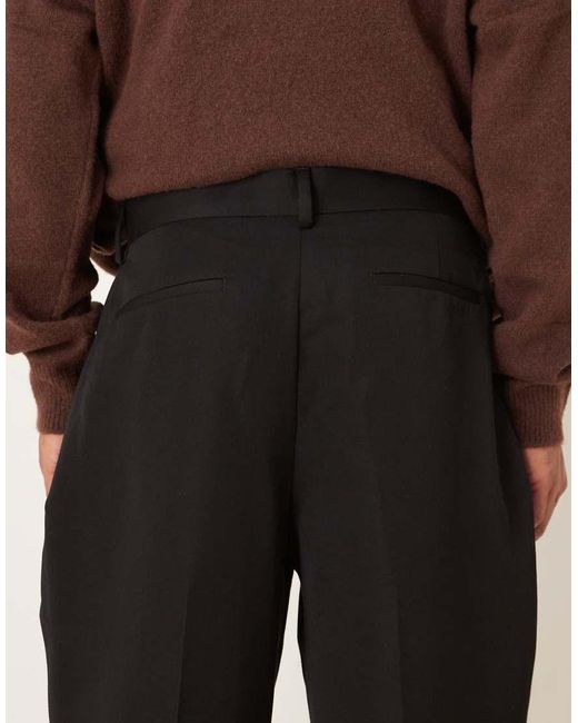 ASOS Brown Smart Wide Leg Trouser With Side Pleat for men