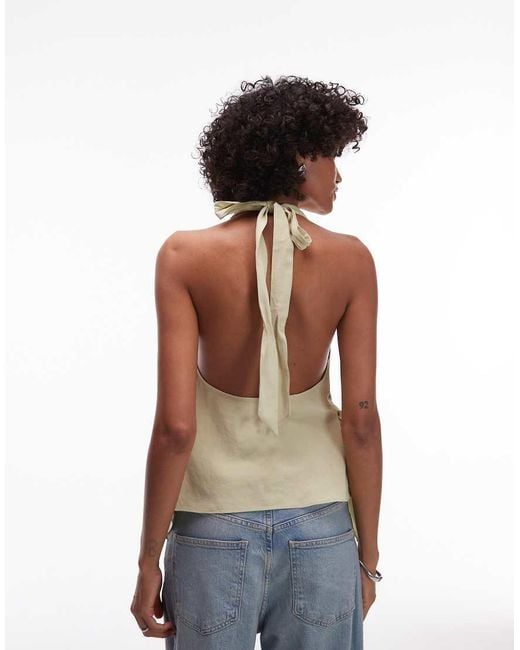 TOPSHOP Superzachte Haltertop Van Cupro in het Green