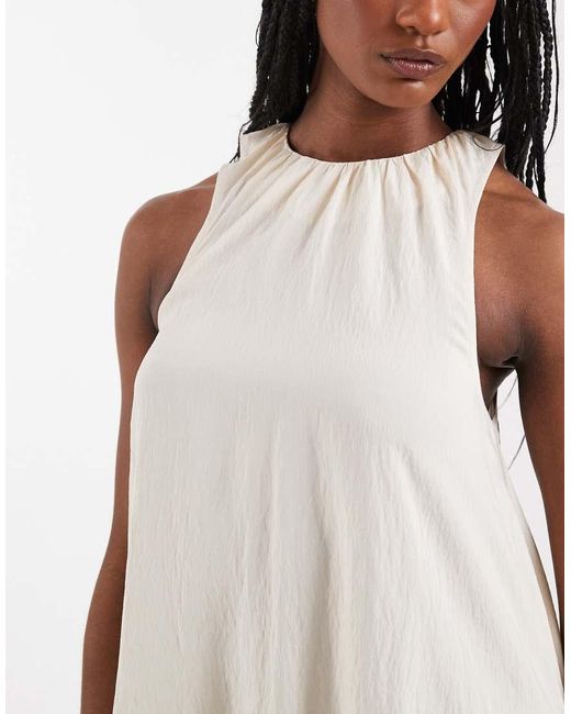 ASOS Brown Asos Design Tall Techy Fabric Asymmetric Hem Volume Mini Dress