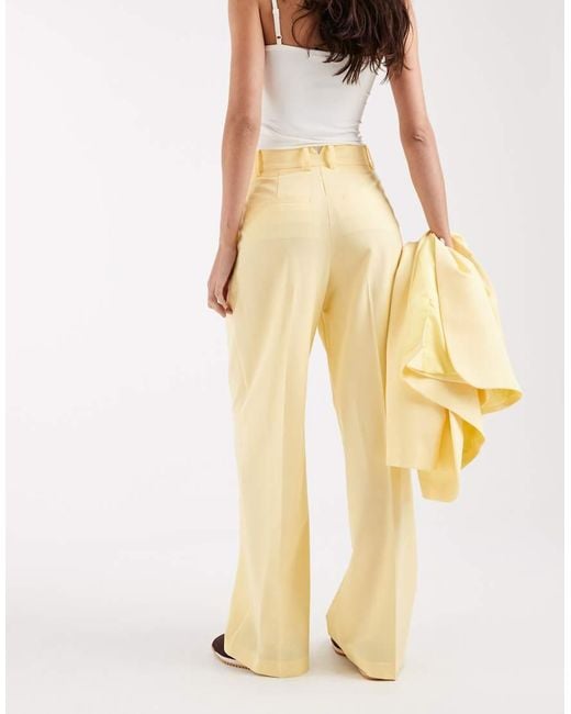 ASOS Metallic Tailored Wide Leg Trousers With Pleat Detail
