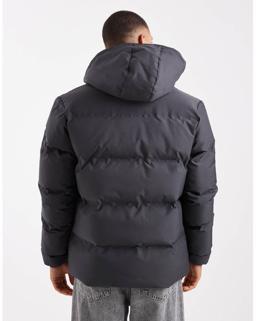 Threadbare Gray Puffer Jacket With Hood for men