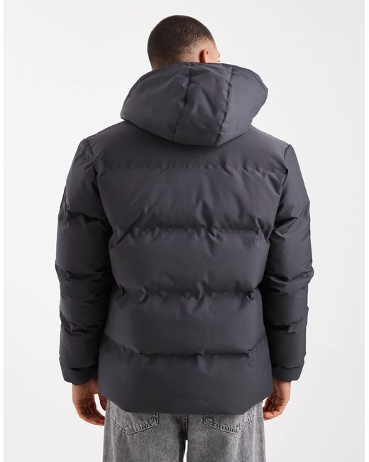 Threadbare Gray Puffer Jacket With Hood for men