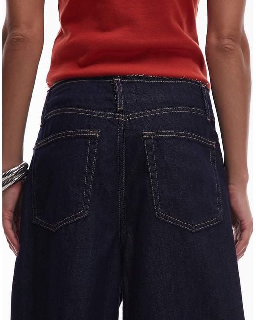 Mango Blue Maddy Raw Waistband Low Waisted Jean