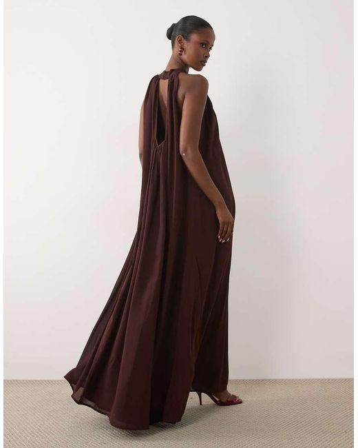 LACE & BEADS Brown Sleeveless Choker Detail Trapeze Maxi Dress