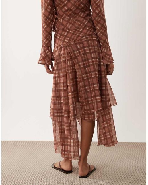 Wednesday's Girl Brown Hanky Hem Midaxi Skirt
