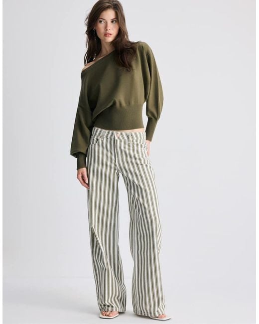 Stradivarius Multicolor Asymmetric Ribbed Hem Knit Sweater