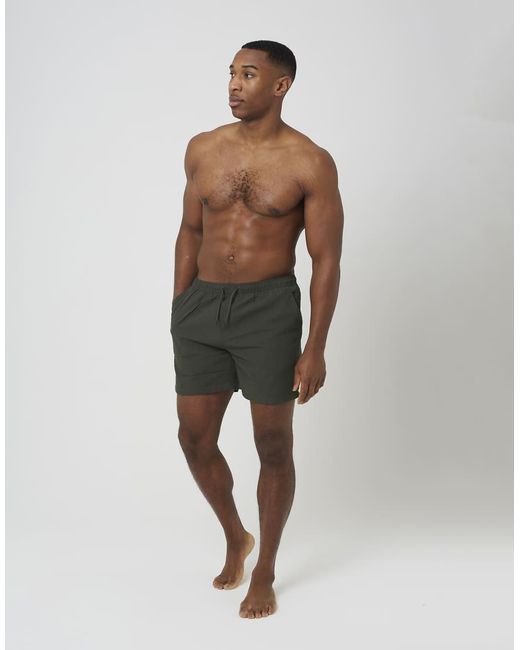 Brave Soul Natural Seersucker Swim Shorts for men