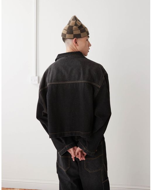 Collusion Black Zip Through Denim Jacket for men