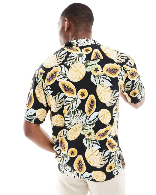 Chemise avec col à revers - imprimé fruits Jack & Jones pour homme en coloris Black