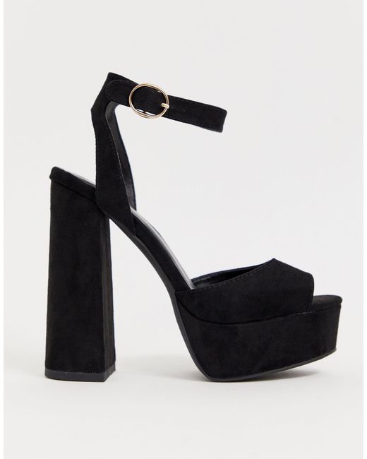 Public Desire Black Strappy Stiletto Heel Sandals | New Look