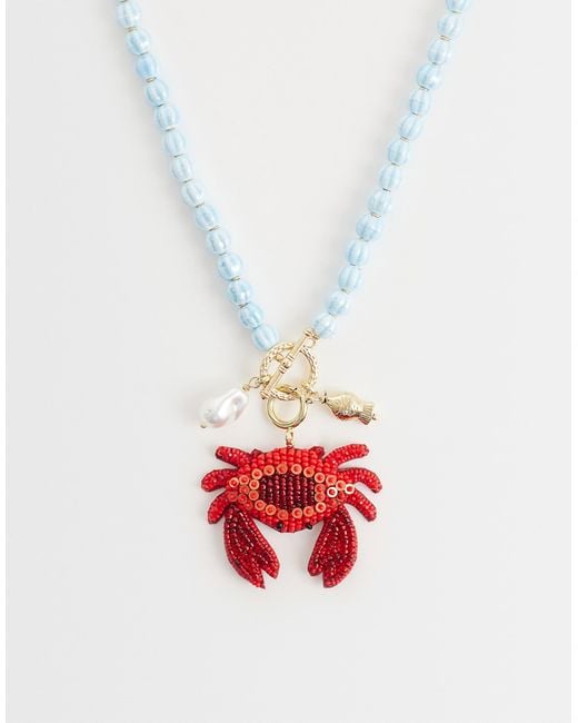 Accessorize White Statement Beaded Crab Necklace