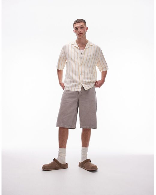 Topman – kurzärmliges hemd aus leinenmix in Multicolor für Herren