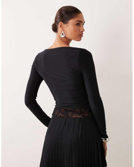 ASOS Black Long Sleeve Top With Lace Inserts