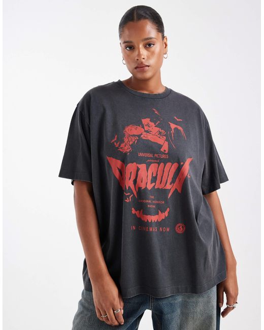 ASOS Red Asos Design Curve Oversized T-shirt With Halloween Dracula Licensed Graphic