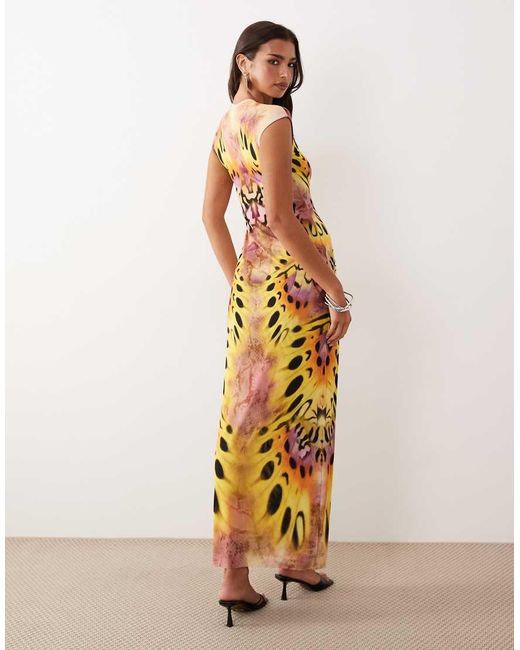 AFRM Natural Mylo Crewneck Mesh Midi Dress