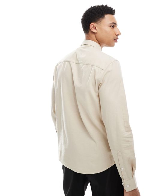 ASOS Natural Oxford Regular Shirt for men