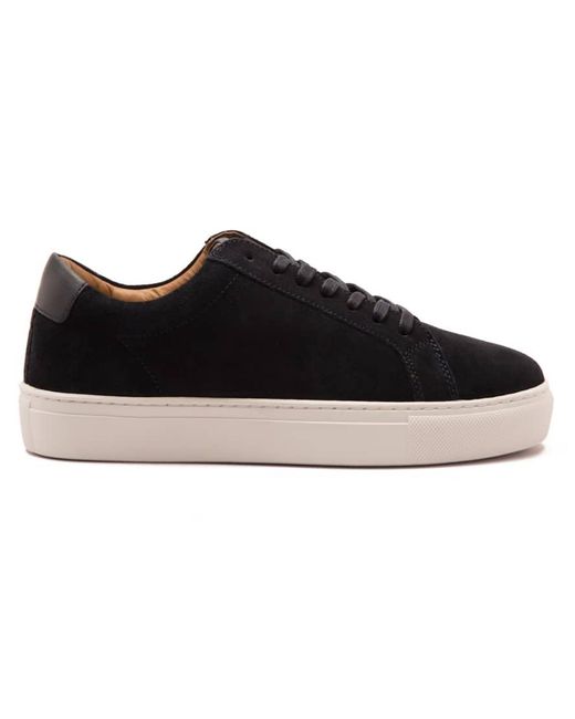 Thomas Crick Black 'Evers' Casual Lace-Up Suede Leather Sneakers for men