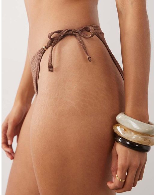 New Look Brown Glitter Beaded Bikini Bottoms