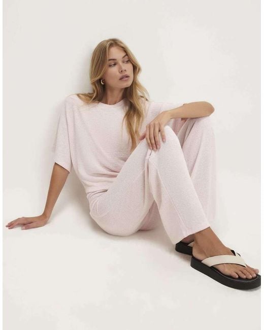 River Island Natural Textured Wide Leg Trousers