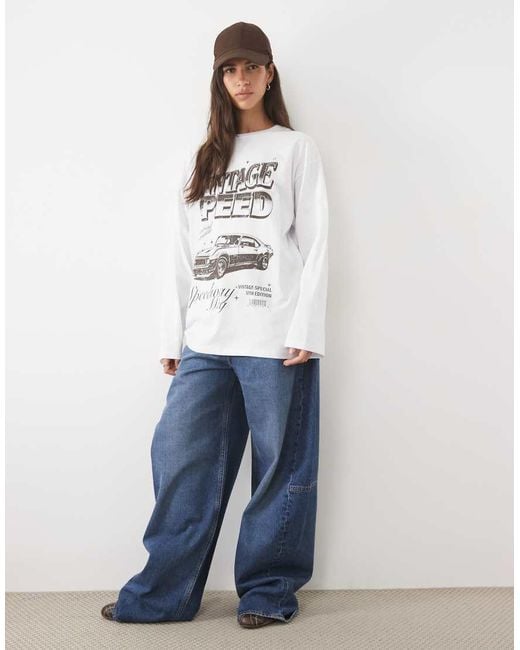 ASOS White Graphic Long Sleeve T-Shirt