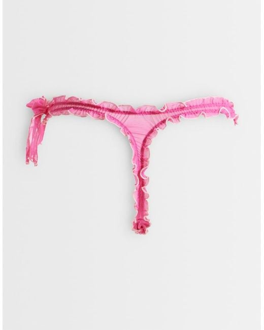 ASOS Pink Bettie 3 Pack Sheer Mesh Scrunch Thong With Bow