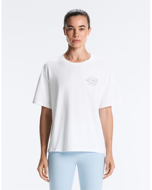 Oysho White Printed Boxy Short-sleeved T-shirt