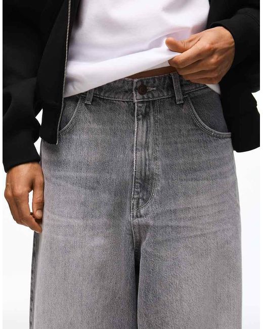 Bershka Gray Super baggy Jeans for men