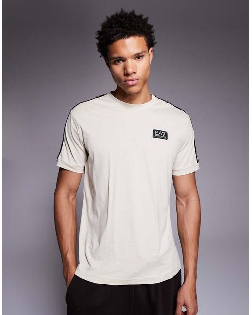 EA7 Gray Armani Tape Logo T-shirt for men
