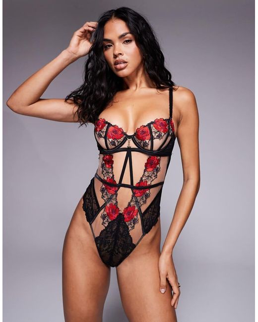 Ann Summers Black Caged Rose Non Padded Body