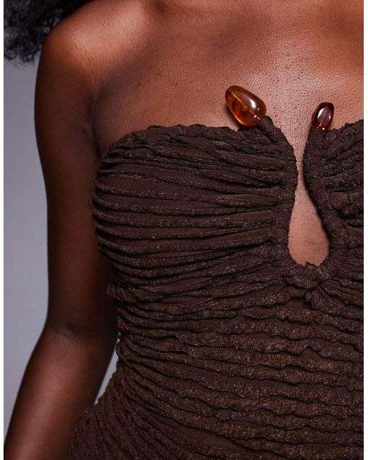 South Beach Brown Bandeau Beach Top With Hardware Detail