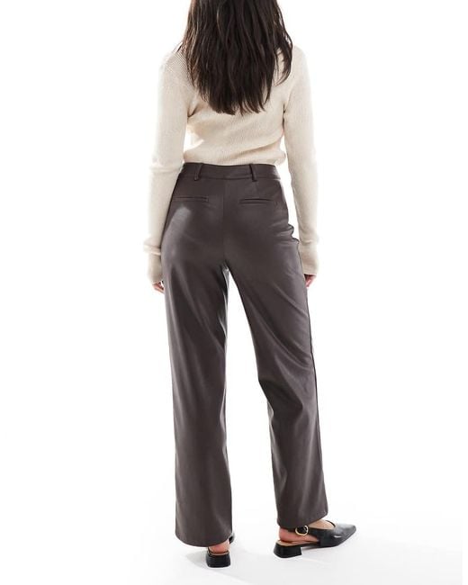 New Look Brown Faux Leather Wide Leg Trousers