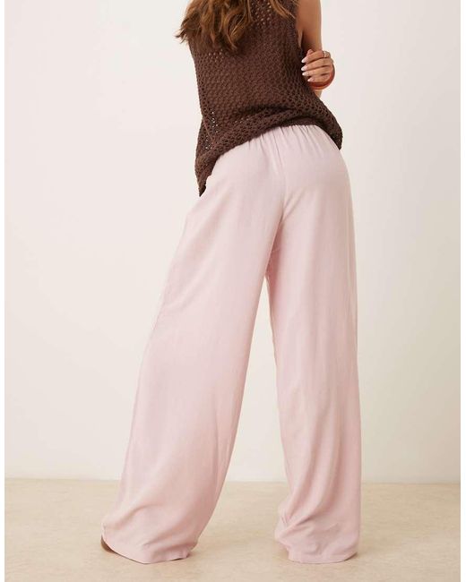 ASOS Pink Linen Blend Pull On Trouser