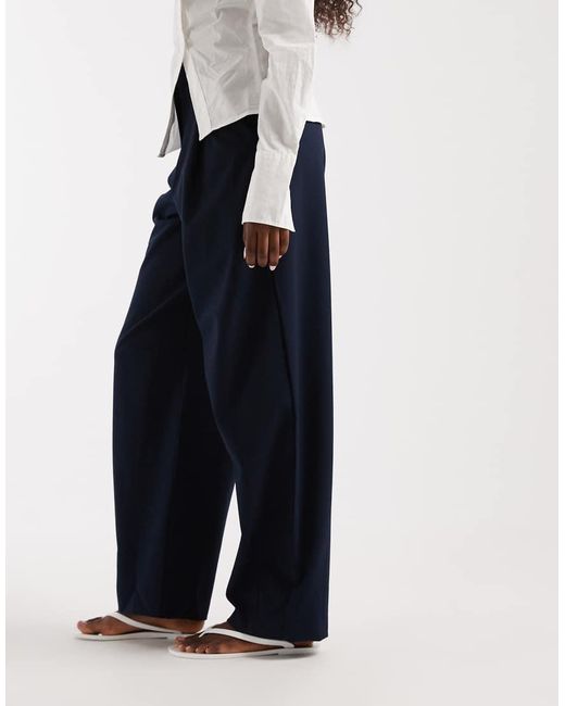 ASOS Blue Tailored Arch Barrel Trousers