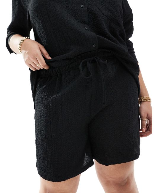Noisy May Black High Wasted Ripple Short Co-ord