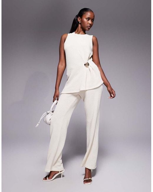 River Island White Textured Shell Trim Tunic Top Co-ord