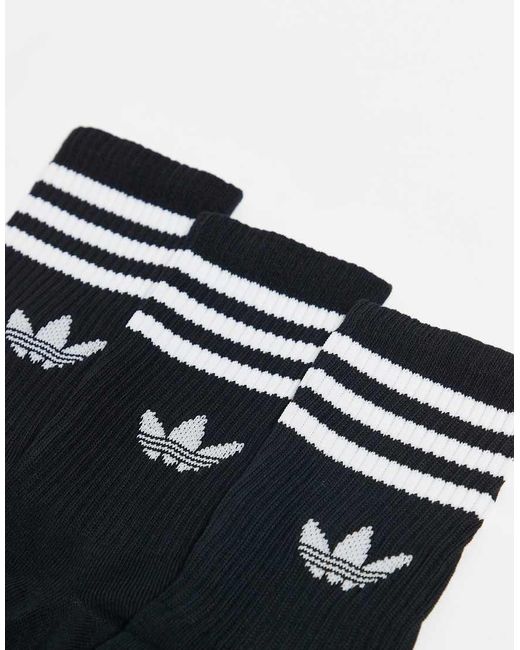 Adidas Originals Black Adicolor Trefoil 3 Pack Crew Socks