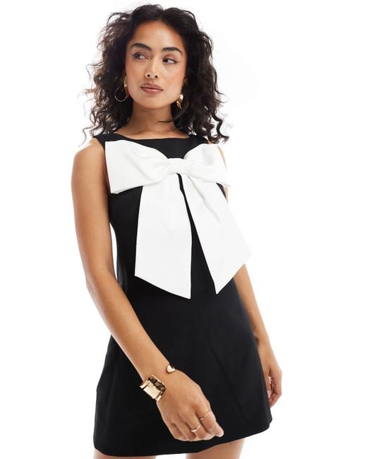 EVER NEW Black Color Block Bow Detail Mini Dress