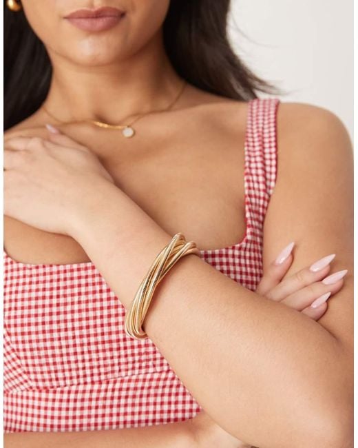 Bracciale Dorato Con Design Attorcigliato Elasticizzato di ASOS in Green