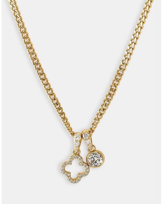 CERNUCCI Metallic Iced Motif Outline & Gemstone 10Mm Necklace